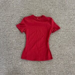 NWOT Skims Cotton Jersey T-Shirt Red SS Crew Neck Slim Fit XS AP-TSH-0638